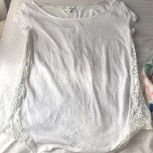 Aeropostale T shirt with Floral lace down the side